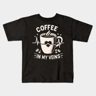 "Coffee in my veins" Coffee Addict Kids T-Shirt